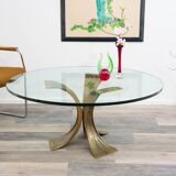 Table basse en verre, design années 80, Luciano Frigerio. Design brutaliste