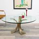 Glass coffee table, 80s design, Luciano Frigerio. Brutalist design