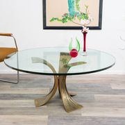 Glass coffee table, 80s design, Luciano Frigerio. Brutalist design