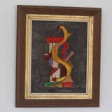 Original mid-century Swedish oil on canvas – “Layers” by Wilhelm Henning – signed & framed – 32 × 39 cm (12.6" × 15.4")