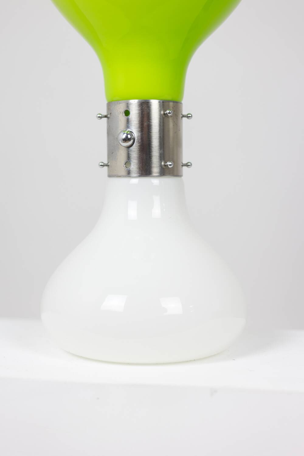 Carlo Nason atribution . White and green glass lamp. 1970s.