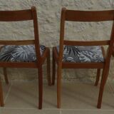 Set of 4 chic wooden chairs with firm fabric seats in Louis Philippe style – Completely revamped