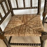 Turned wood corner armchairs