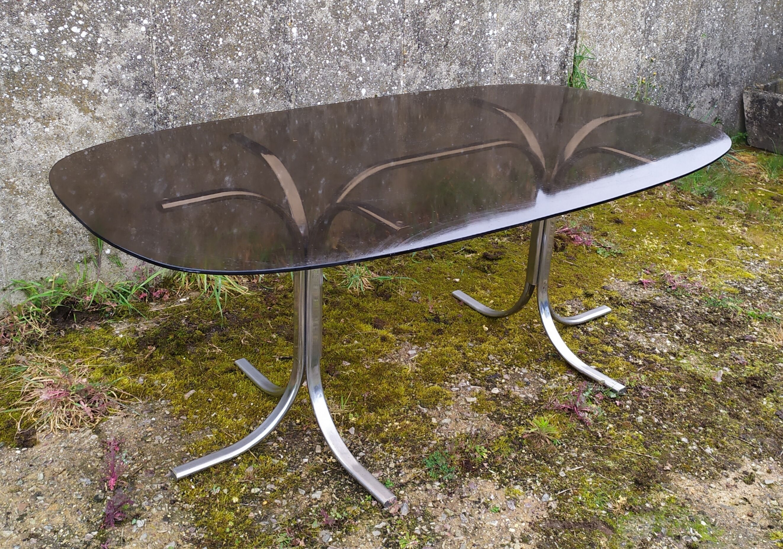 Table en verre années 70