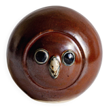 Glazed stoneware owl head, 1950s-60s