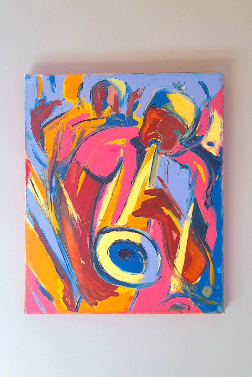 Acrylic on canvas trumpeter A.Ferraris