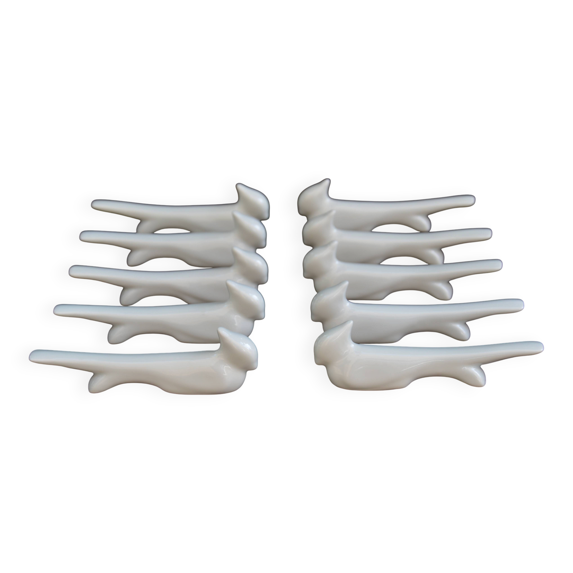 10 ceramic "bird" knife rests
