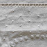 Large monogrammed old embroidered sheet of 235 cm x 330 cm material: linen and cotton