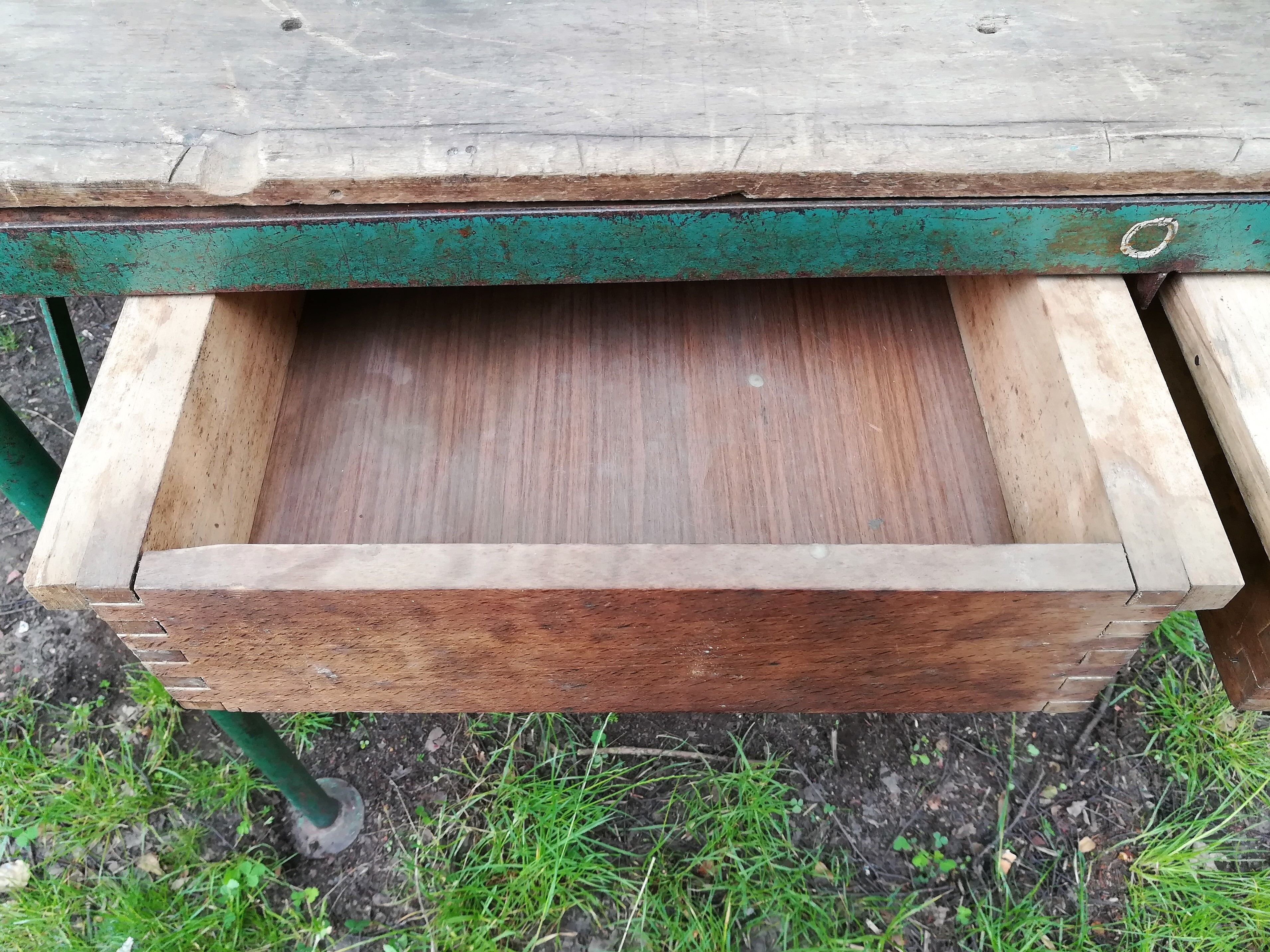 Industrial workbench table 2 drawers