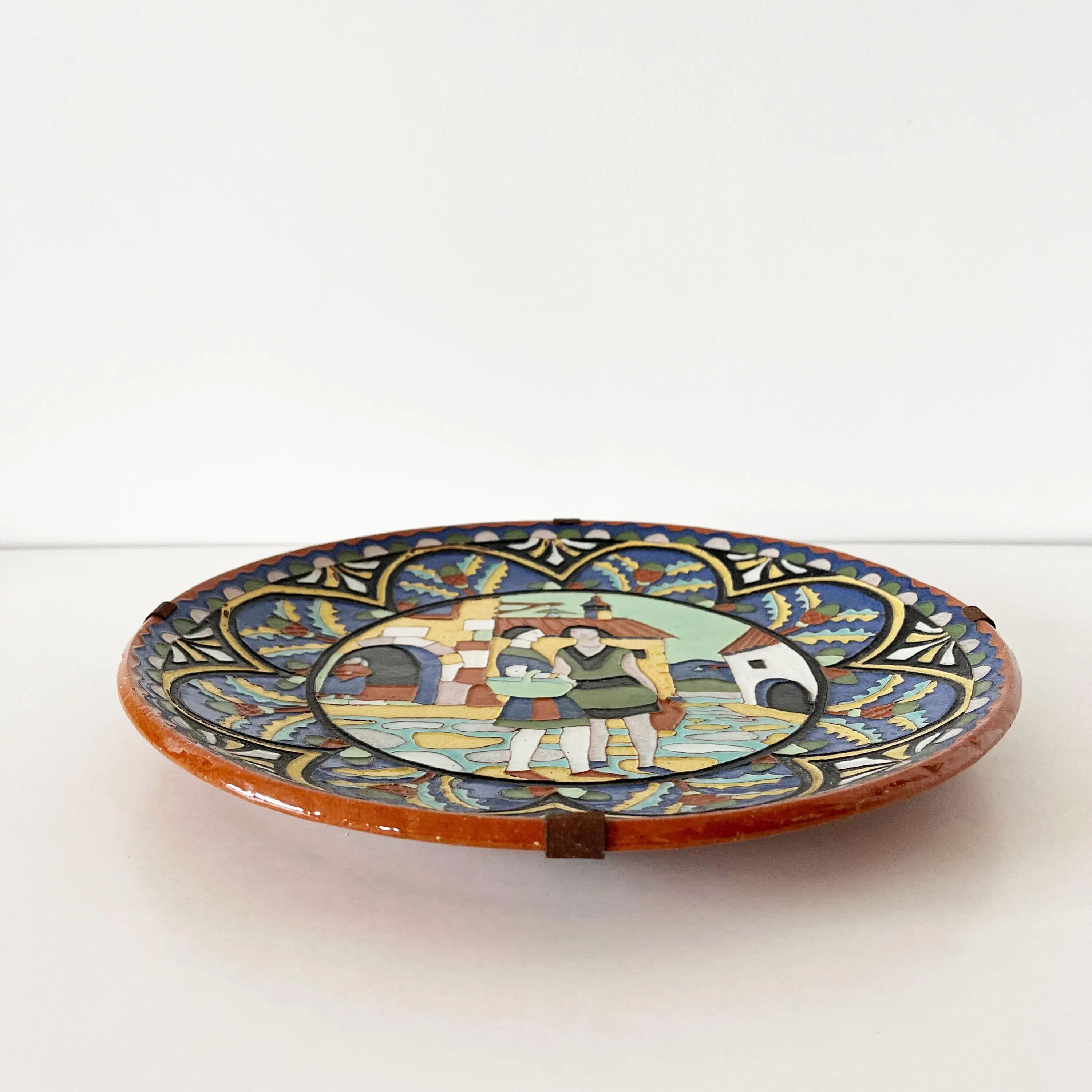 Large glazed terracotta dish