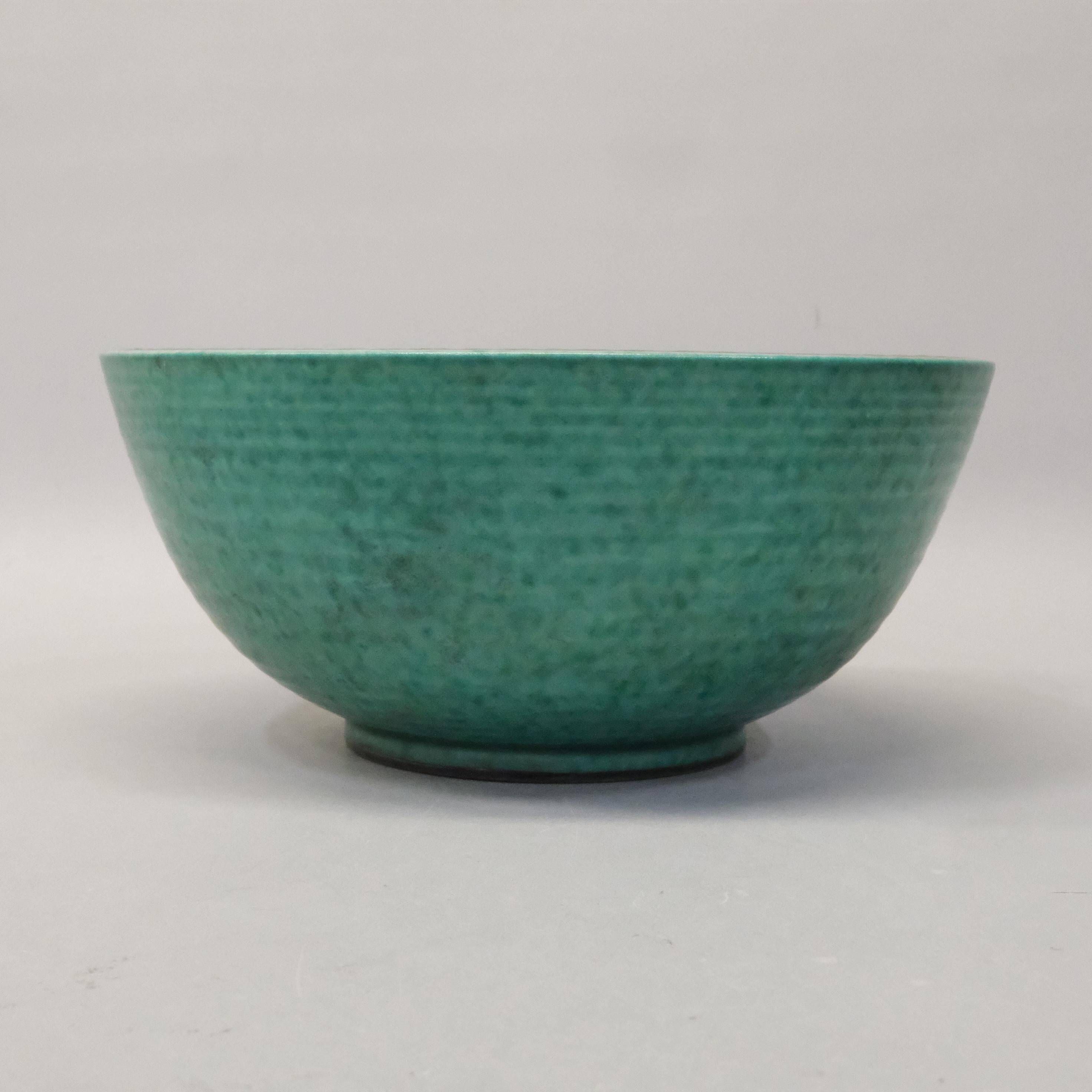 Bowl Wilhelm Kage in ceramic and silver 'A Silver' Gustavsberg Sweden 1950
