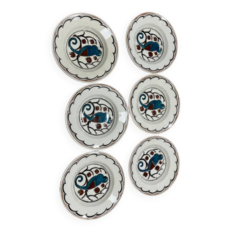 Lot de 6 assiettes art déco