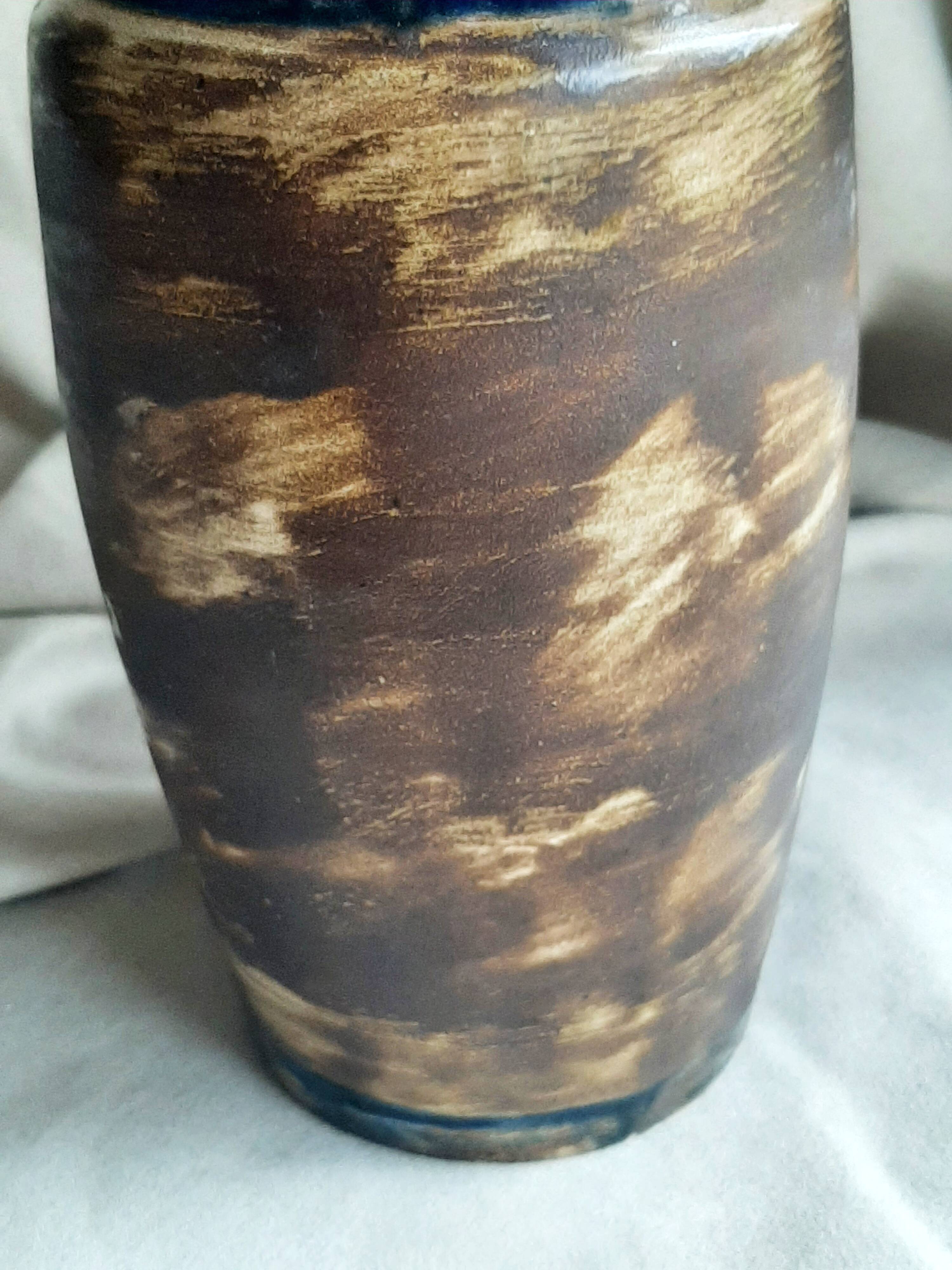 Glazed stoneware vase signed