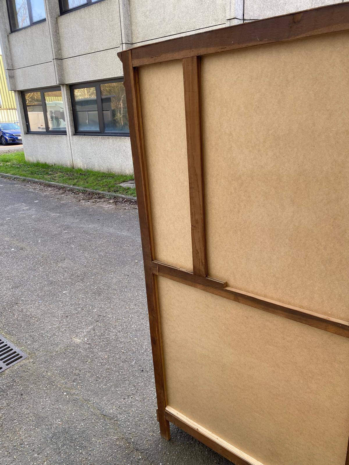 Parisian Art Deco display cabinet from 1950, renovated in raw solid oak, 101cm.