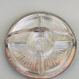 Silver plate and glass crudité serving dish