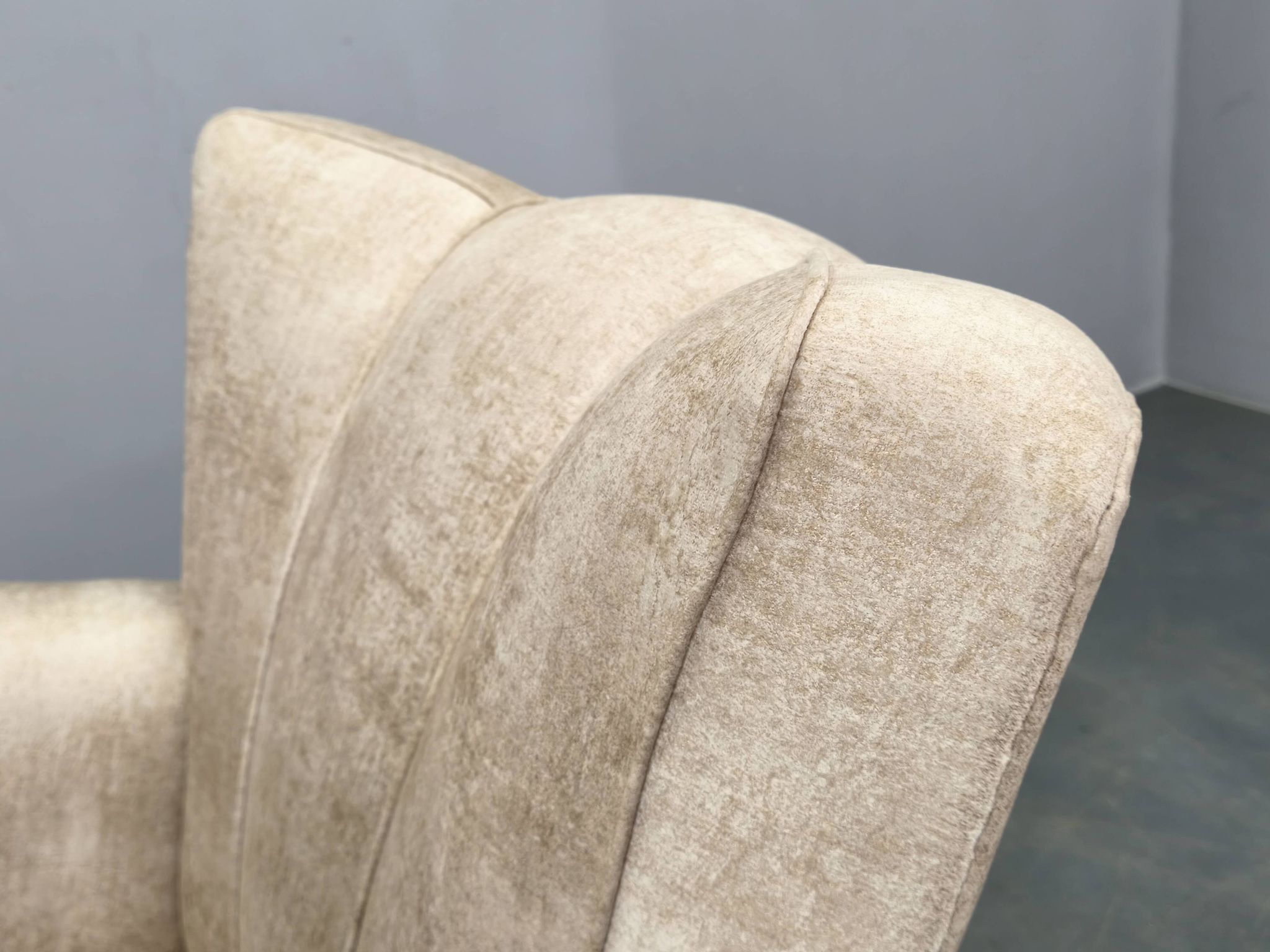 Italian Mid Century Velvet Lounge Armchair, 1950s