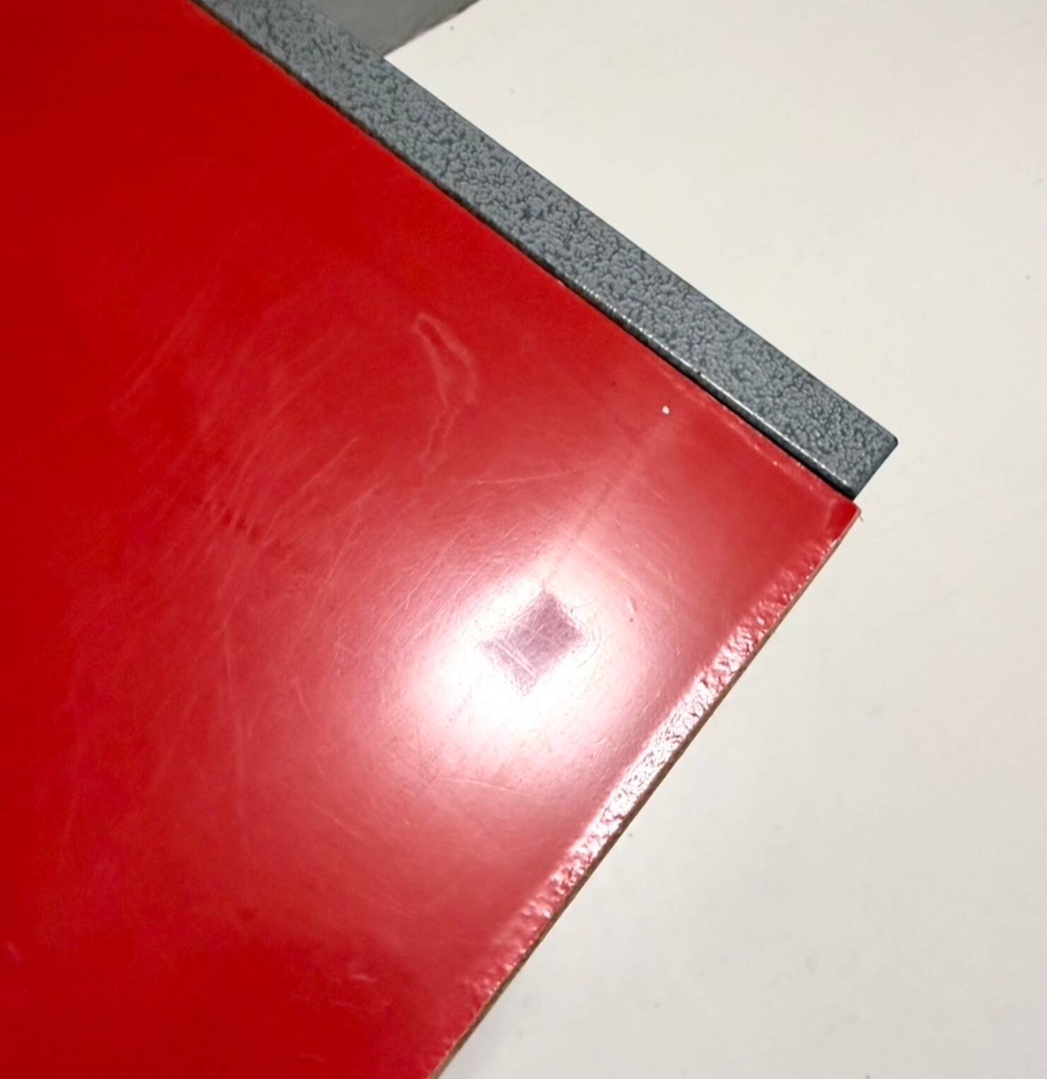 Ettore Sottsass style Red Vintage Side Chair, Laminate & Metal, Italy, 1980
