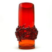 Crown of Thorns vase, red glass, designed by J. Słuczan-Orkusz, Poland, 1970s