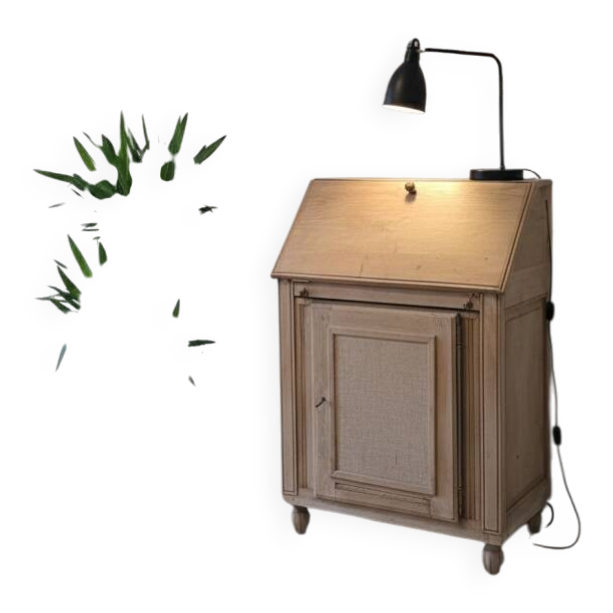 Vintage raw oak secretary