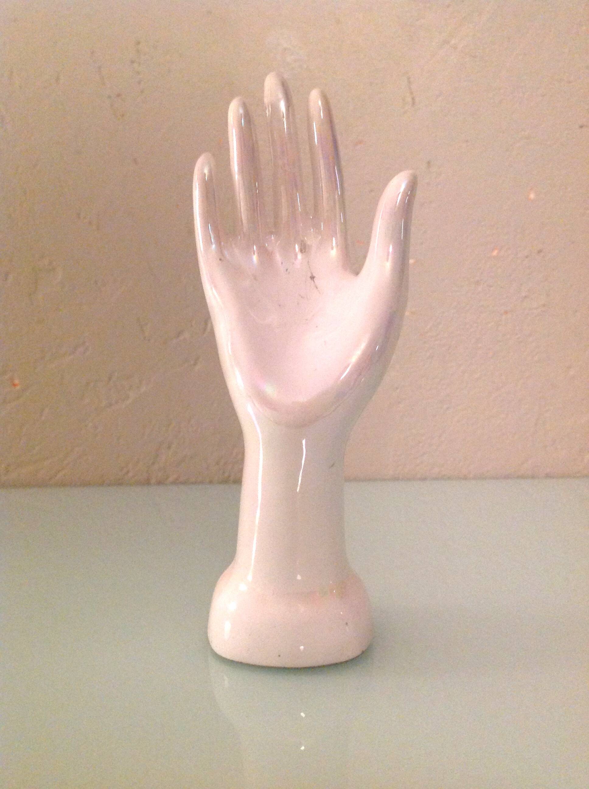 Handmade white ceramic ring holder / vintage 60s-70s