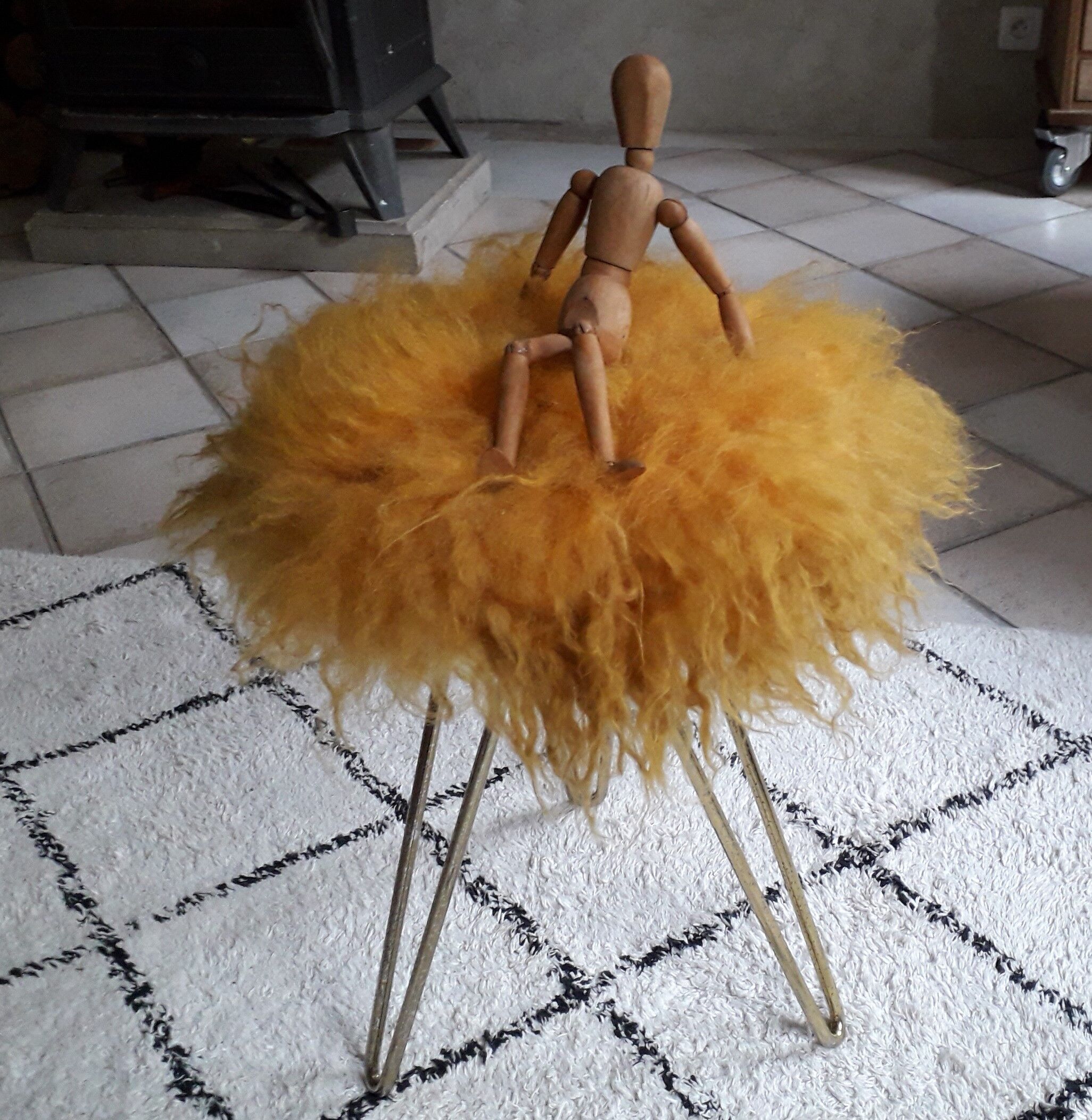 Vintage wool stool