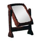 70s swivel wicker mirror