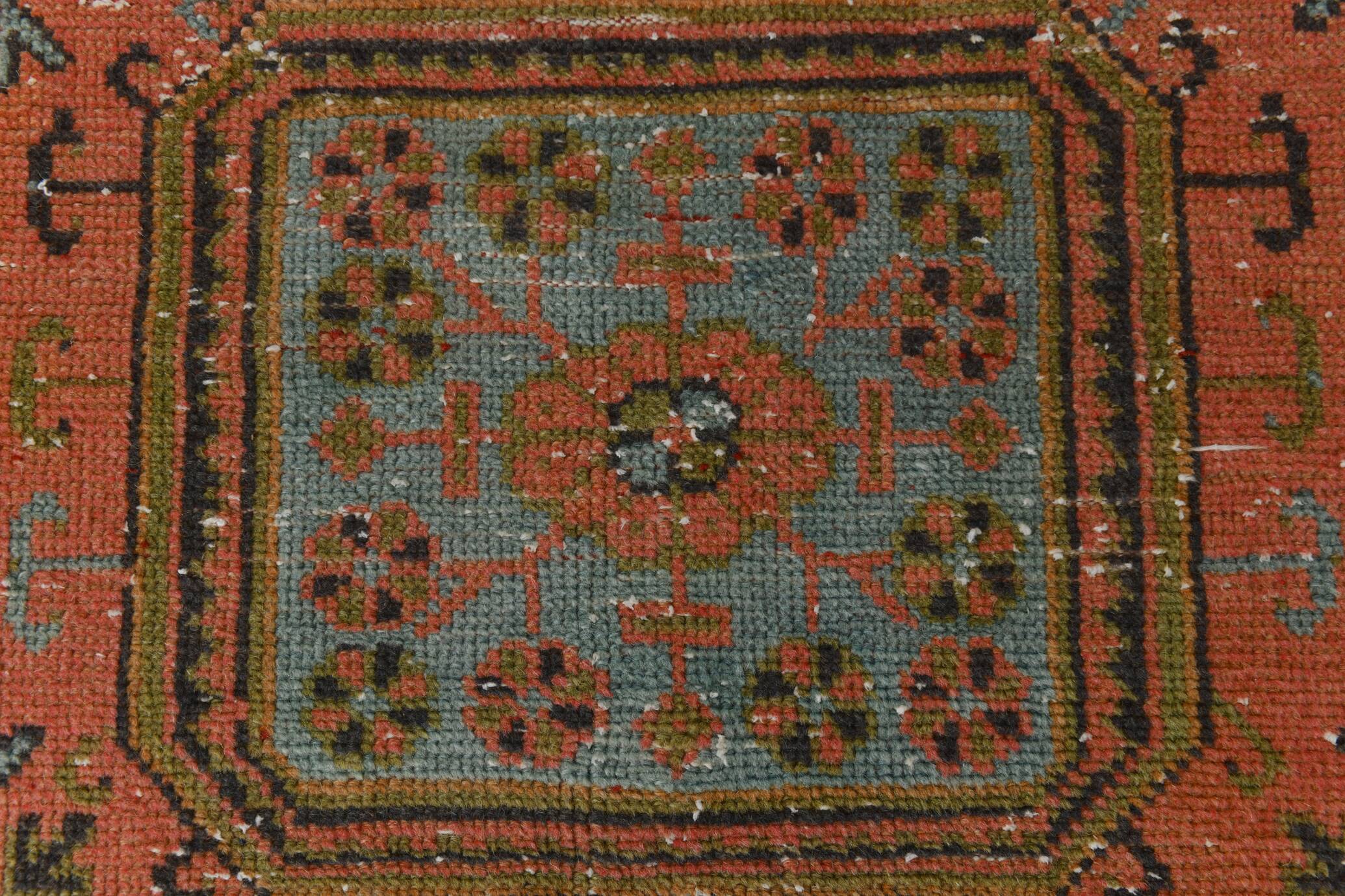 3x11 Vintage Terracotta Oriental Pattern Turkish Runner Rug, 89x342Cm