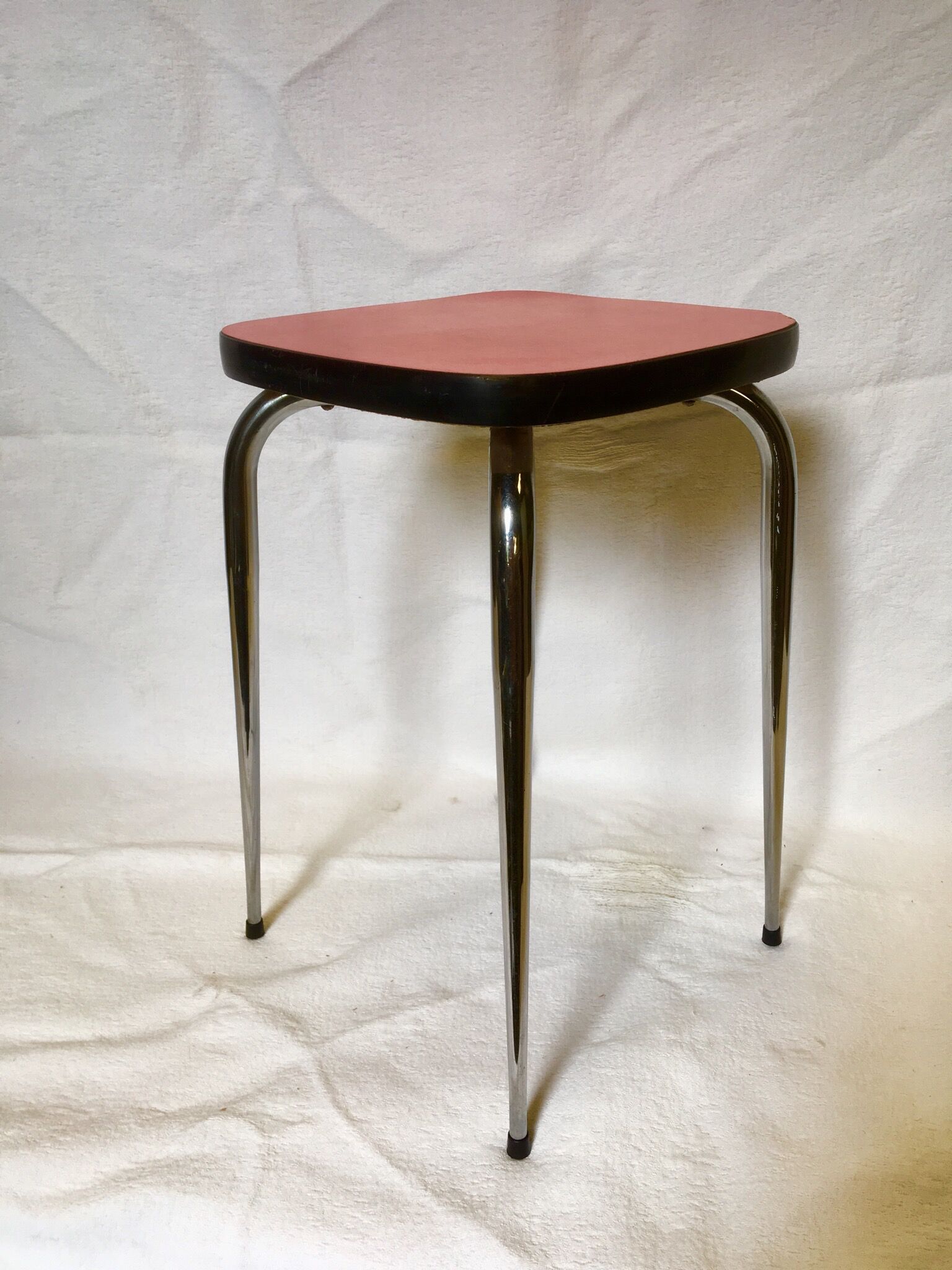 Vintage stool in red formica chrome feet