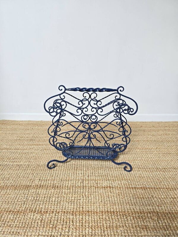 Porte-parapluie fer forgé bleu