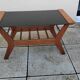 Table basse vintage époque reconstruction année 50 bois verre