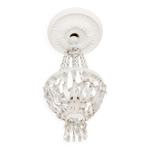 Lustre montgolfière à pampilles de cristal , ancien