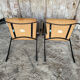 Pair of Vintage RONÉO Armchairs with Black Metal Legs + Curved Wooden Shell
