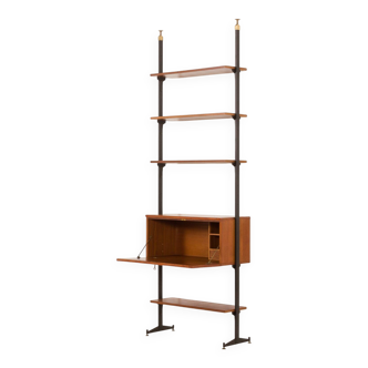 Italian vintage floor to celling wall unit with a bureau or a bar cabinet