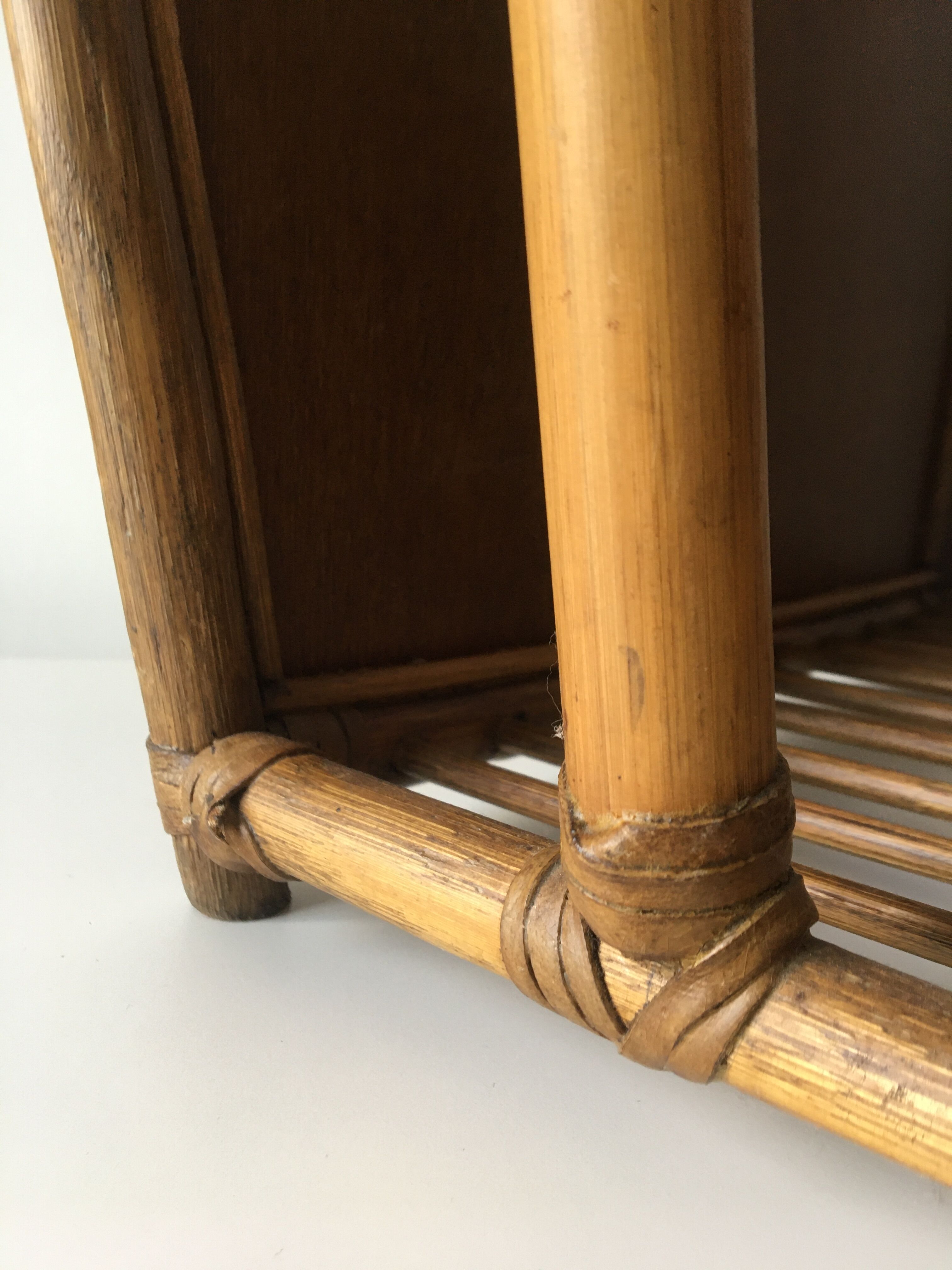 1960s rattan magazine rack