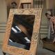 Art Nouveau mirror decorated with poppy leaves, signed by Roger père.