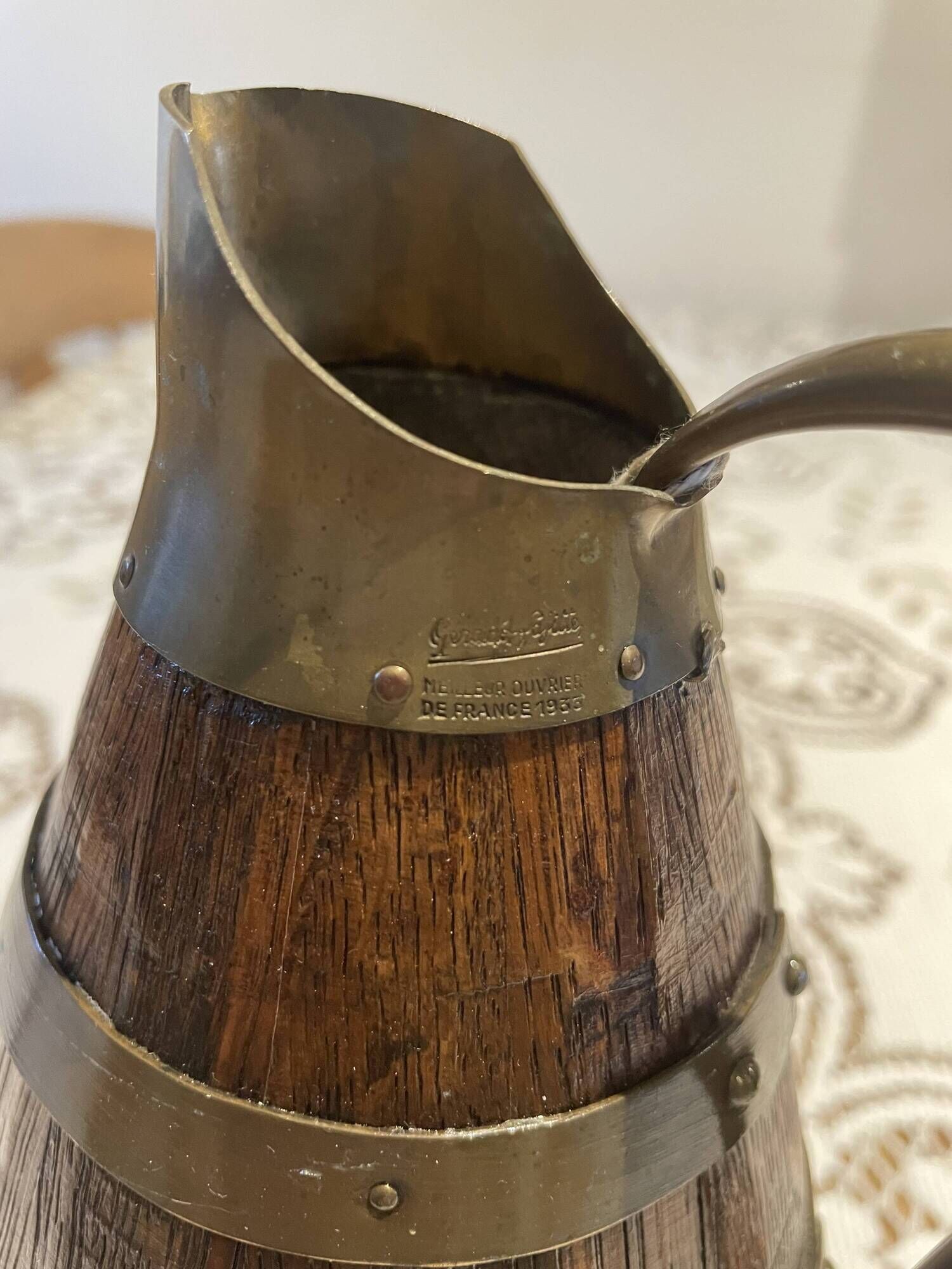 Antique pitcher signed Gérard Lafitte – Best Craftsman of France – restored