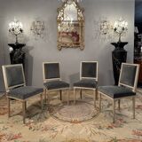 Suite of 4 lacquered chairs Louis XVI style nineteenth era