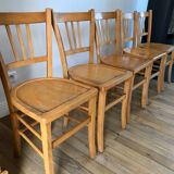 Set of 5 Luterma light blond wood bistro chairs from the 50s