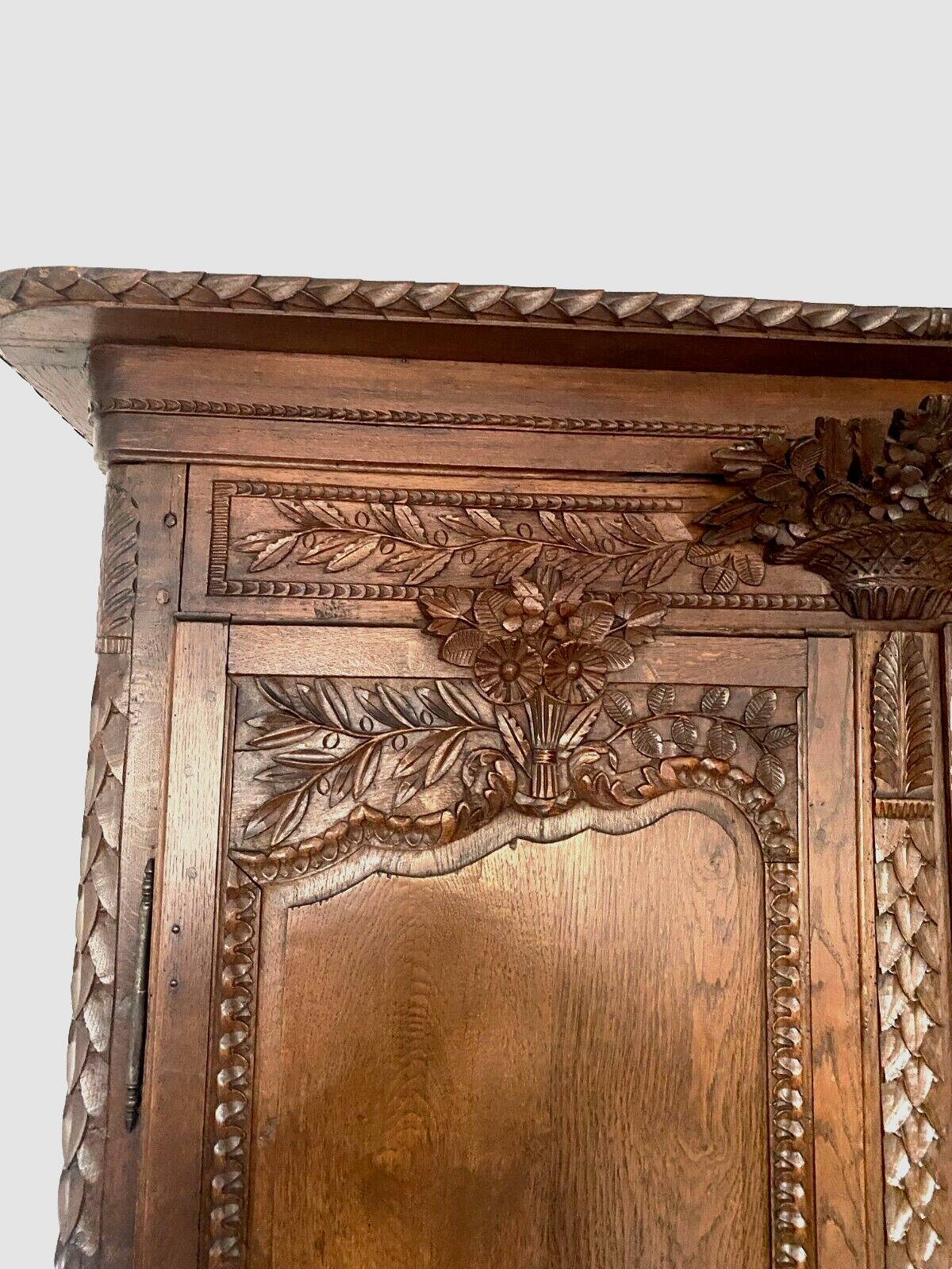 18th century carved oak bridal wardrobe