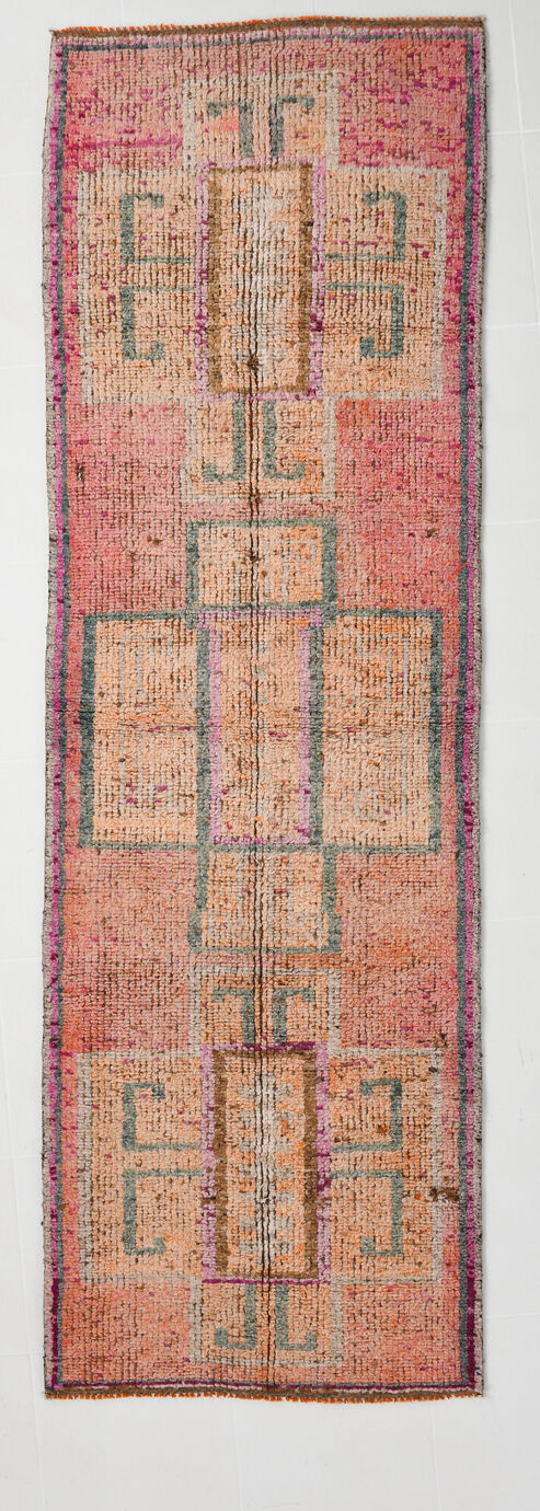 3x9 Vintage Geometric Runner Rug, 89x283Cm