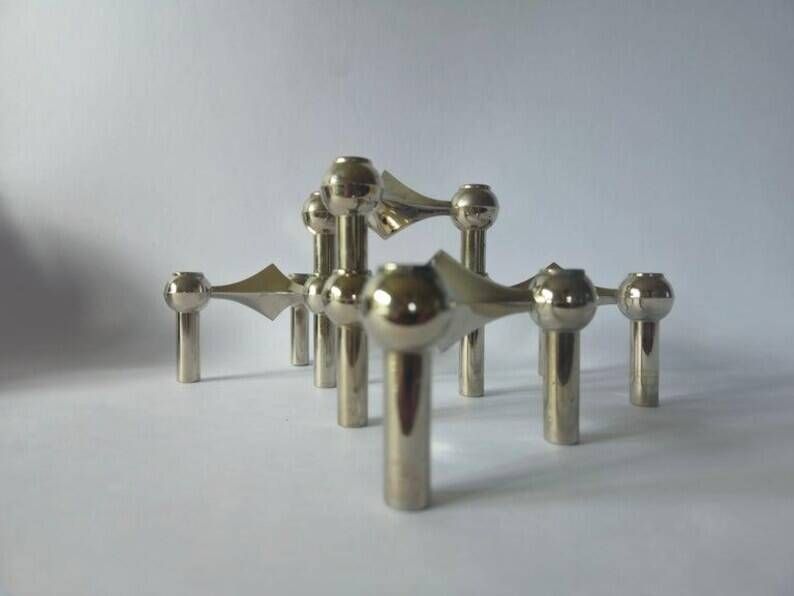 Set of Four Sculptural, Stackable Candle Holders Stoffi & Nagel for BMF Nagel