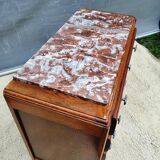 1930 Art Deco chest of drawers with recessed pink marble