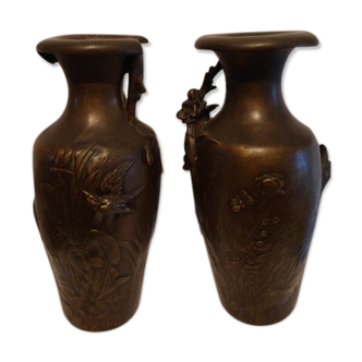 2 vases, Art Nouveau, Spelter 1834/1917