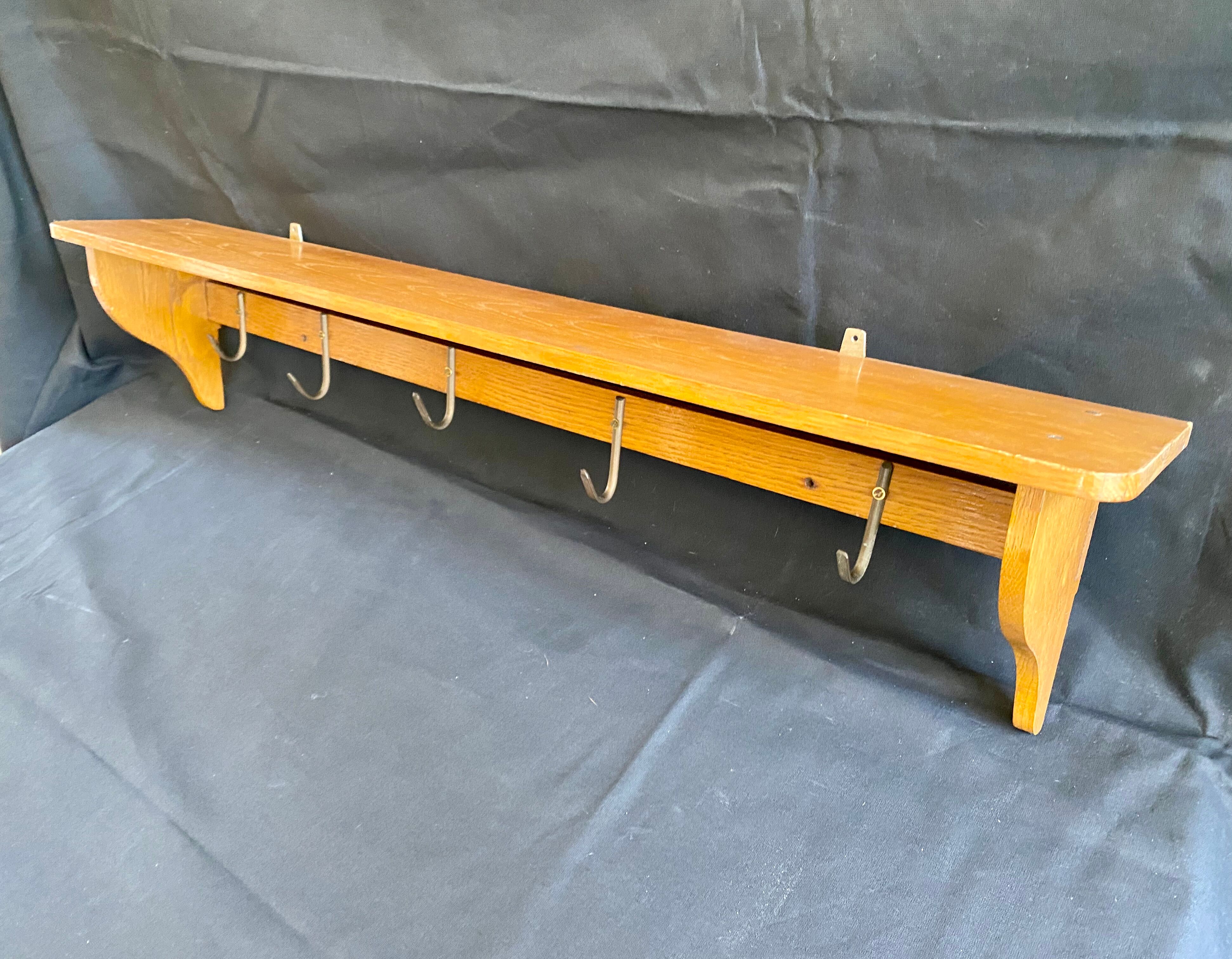 Kitchen shelf French artisanal work vintage 60s solid oak and copper
