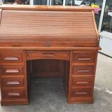 Old American desk in solid oak with S-shaped shutter