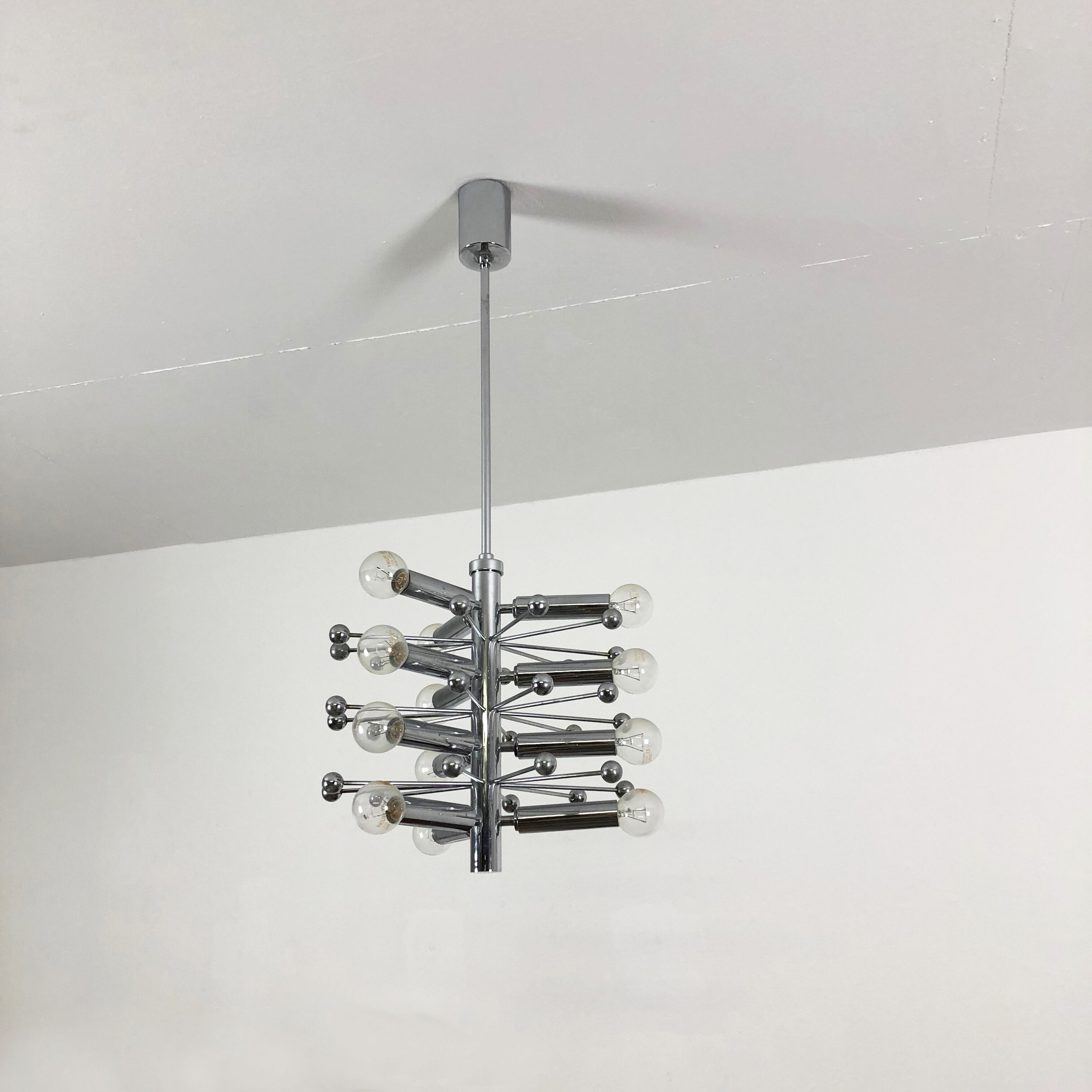 Modernist Chrome Sputnik Hanging Light, Cosack Lights 1970s, Germany