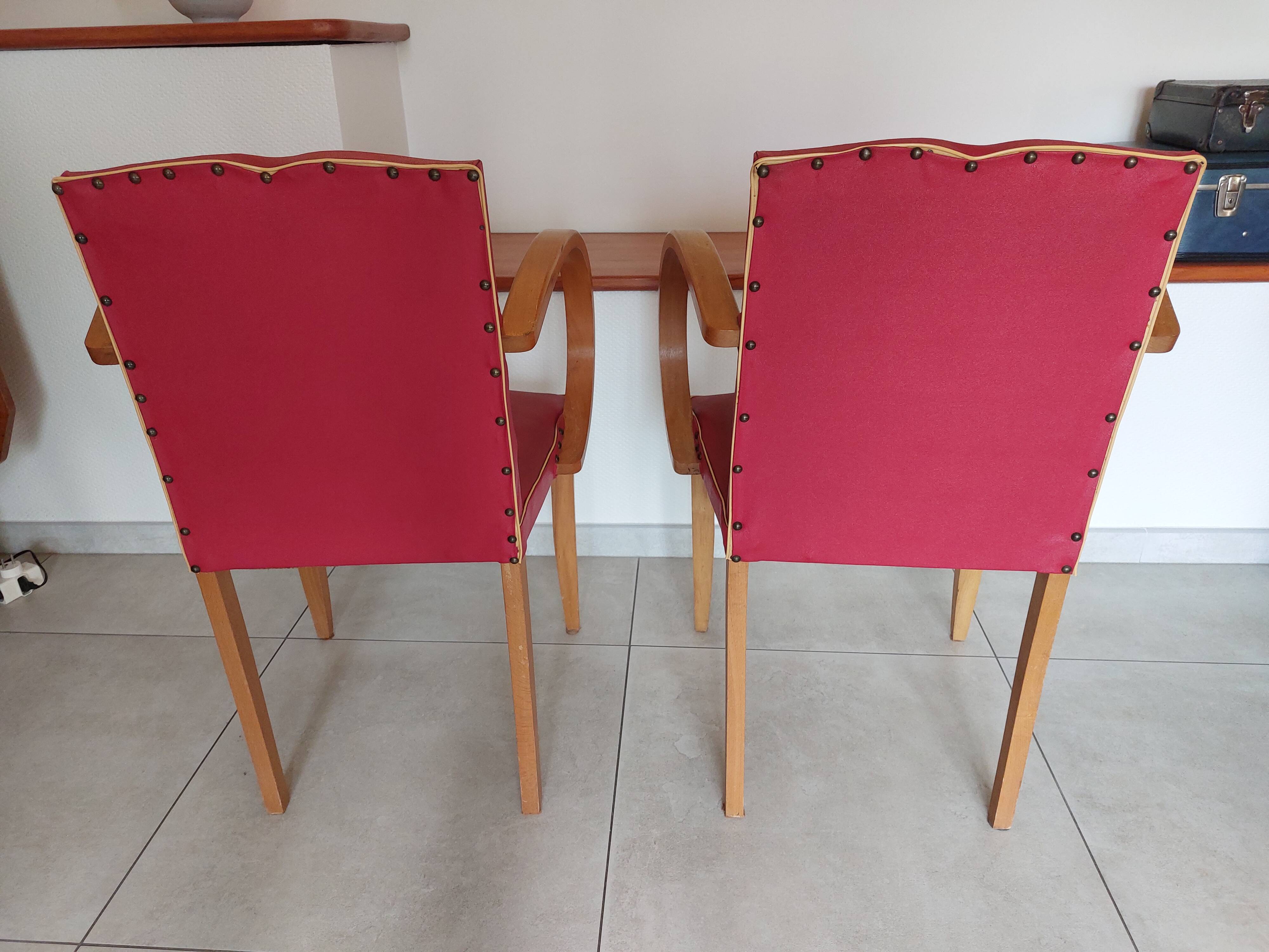 Pair of "moustache" bridge armchairs