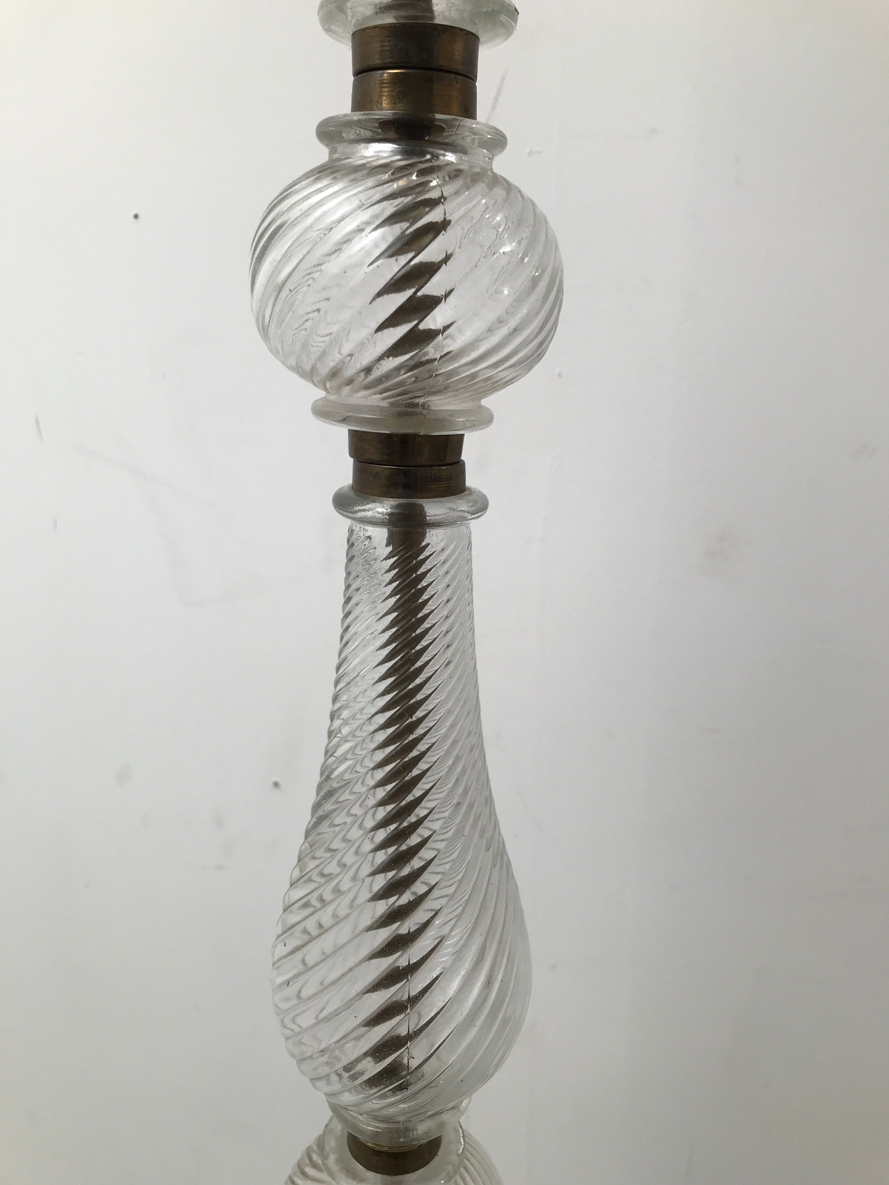 Glass lamp foot and wrought iron