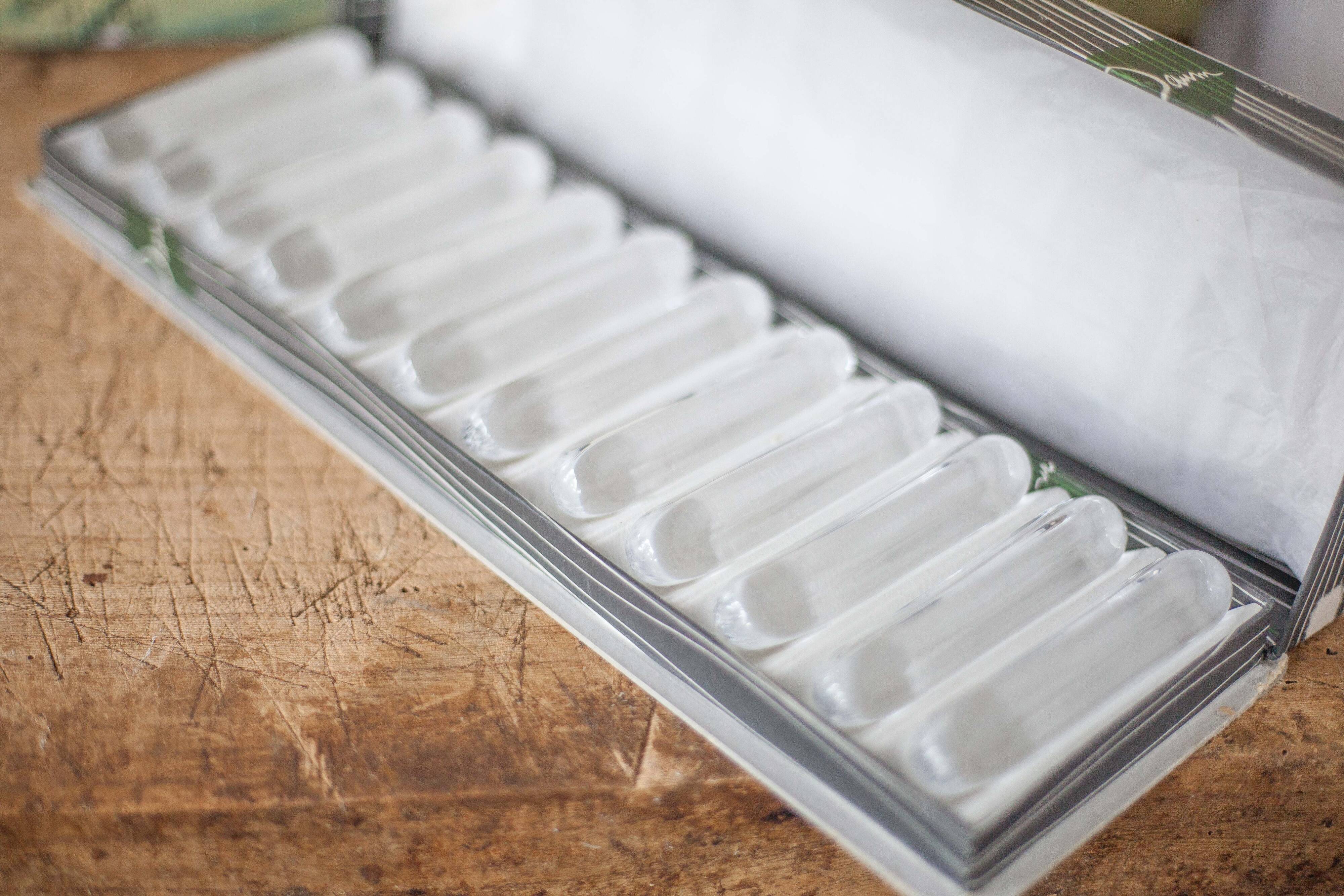 vintage knife holder X 12, Daum Cristal France knife rest, vintage signed cutlery holder