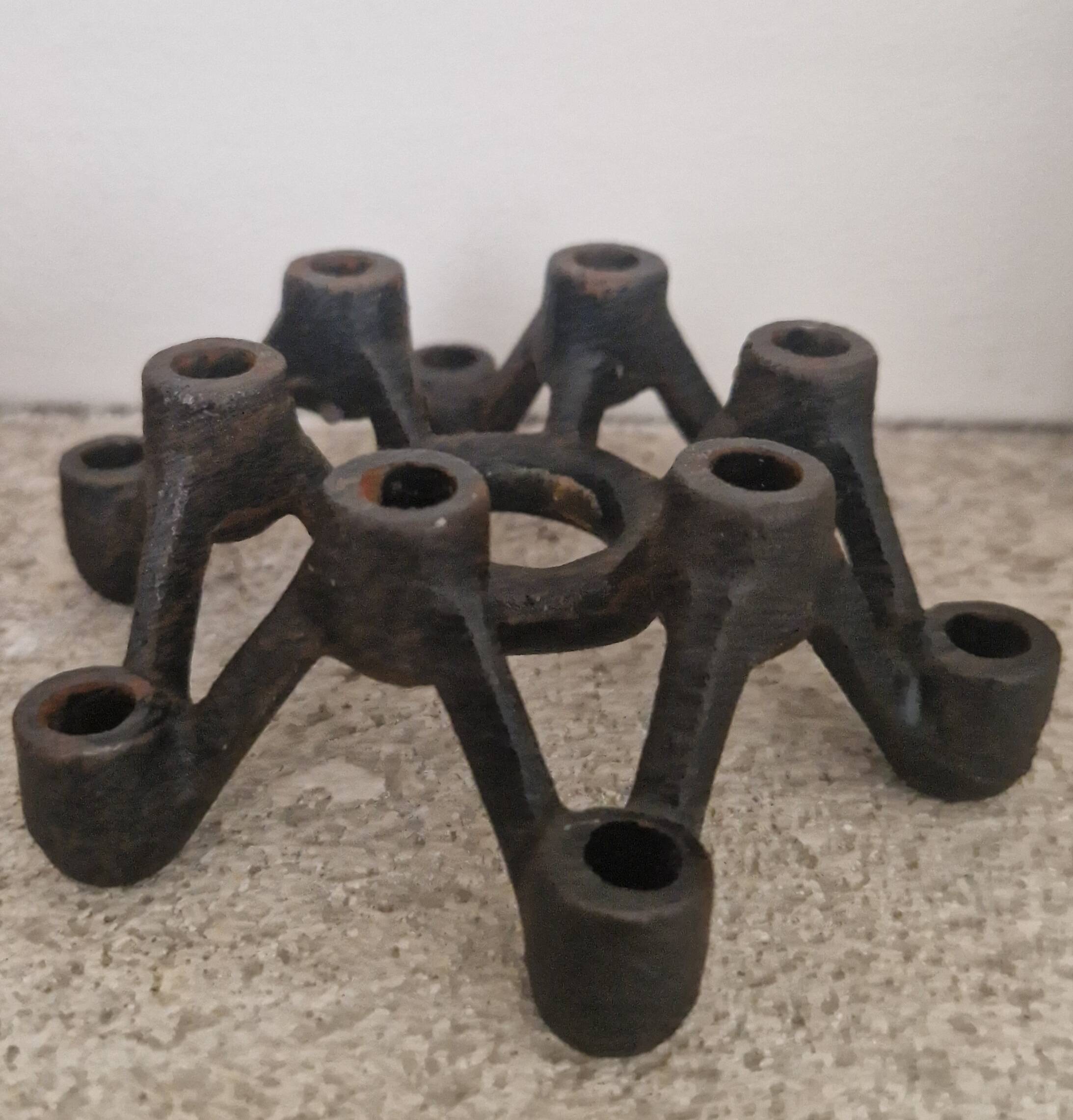 Modernist Japanese cast iron candlestick